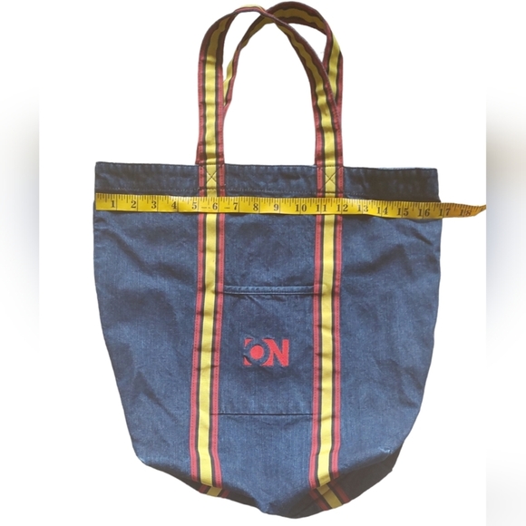Old Navy Denim Bag with Striped Shoulder Strap - Picture 3 of 4